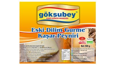 GÖKSUBEY GURME ESKİ KAŞAR PEYNİRİ 500 GR DİLİM VAKUMLU ( 1 YILLIK)